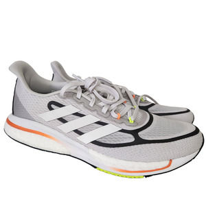 adidas mens Supernova + Running Shoes, Dash Grey/White/Screaming Orange, 9.5 US